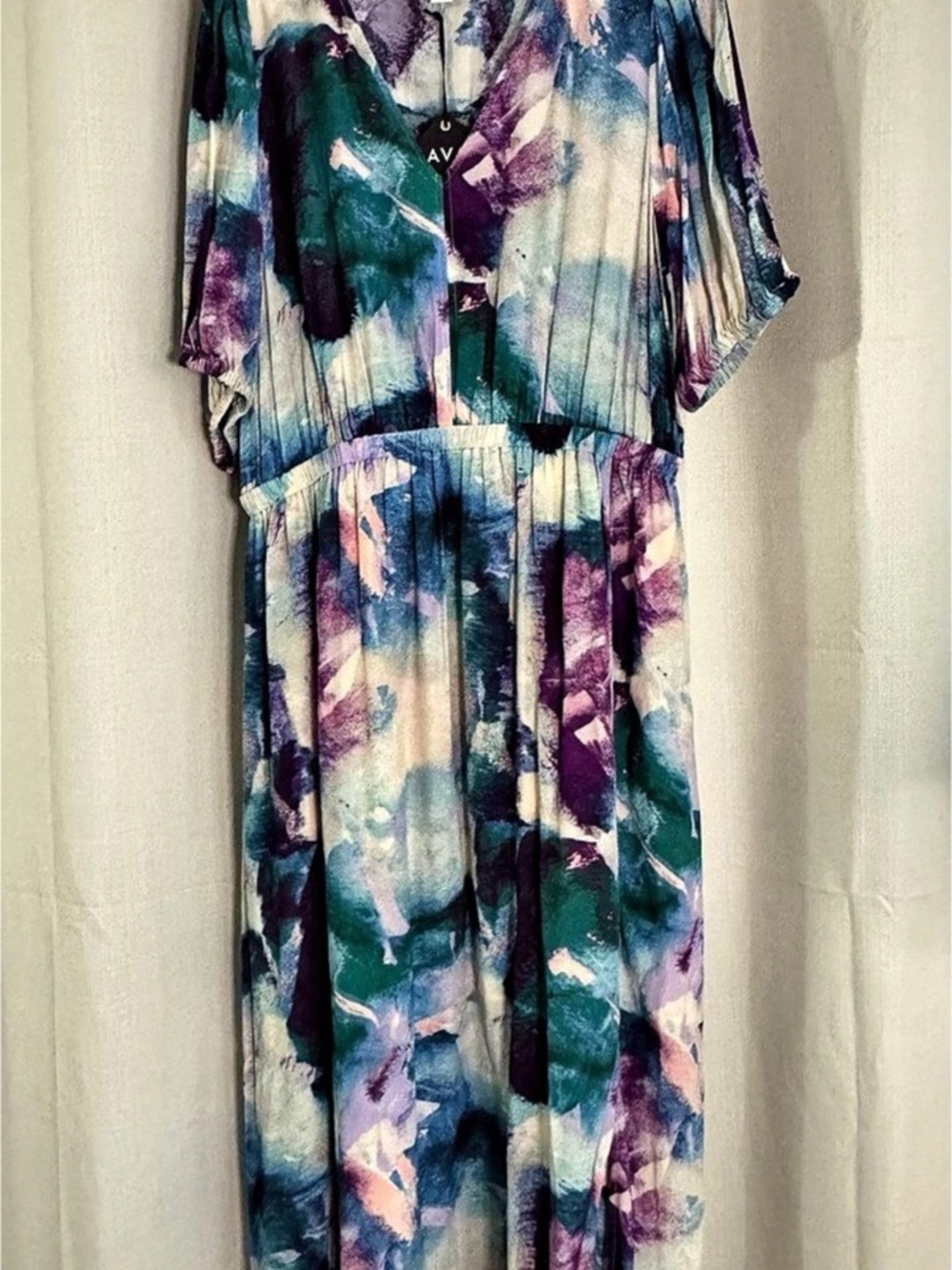 AVA & VIV Abstract Print Dress in Blue & Purple Size 1X NWT